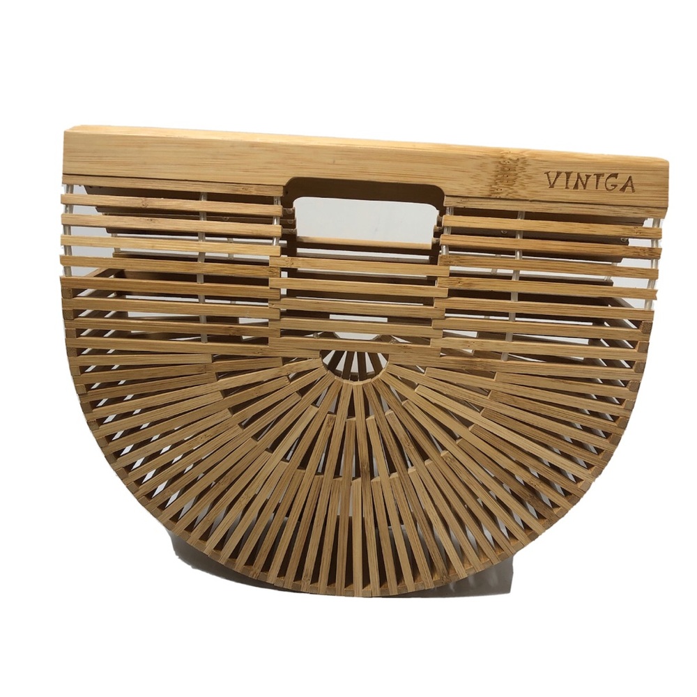 Vintga bamboo top handle bag. In good condition.